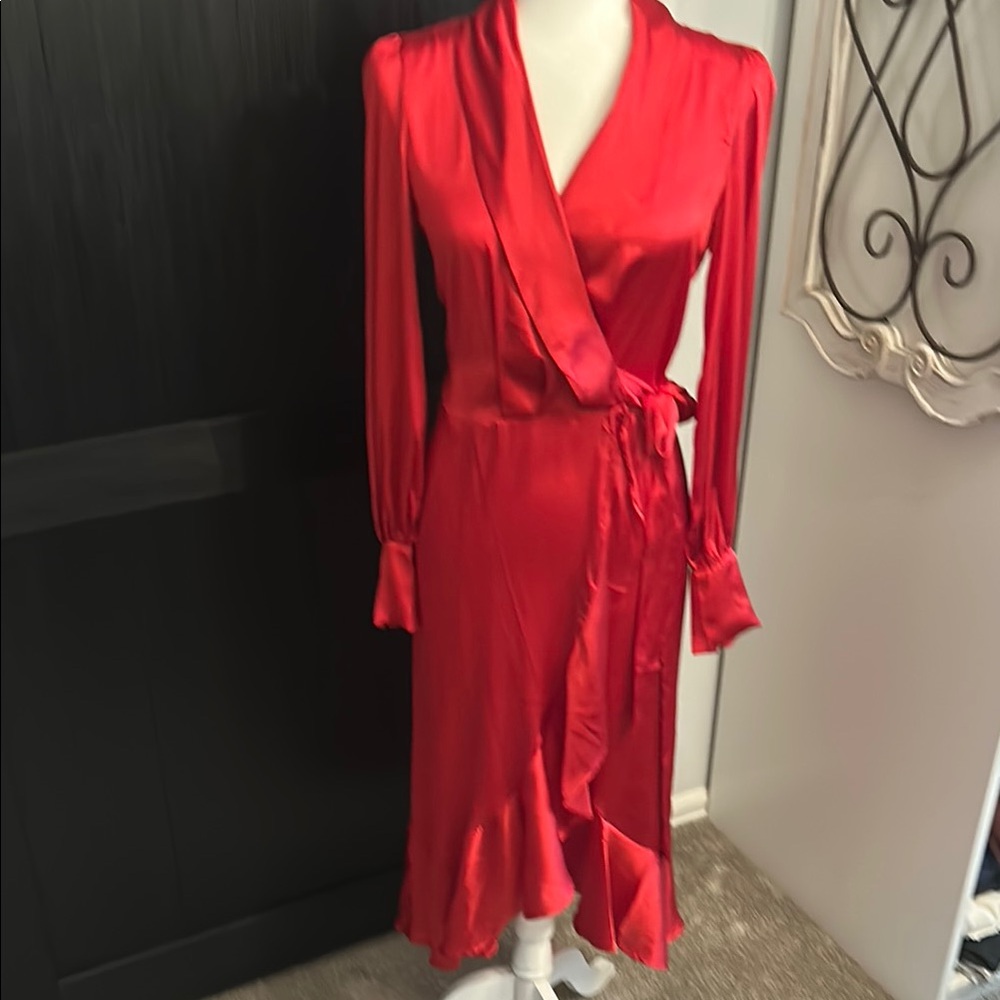Elegant Red Wrap Dress